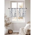 thumbnail image 3 of Dark Blue Grey Botanical Sheer Curtains 45 Inch Length 2 Panels Set, Spring Floral Summer Farmhouse Voile Window Treatment Rod Pocket Small Kitchen Curtains Drapes for Bedroom 52"x45"x2, 3 of 7