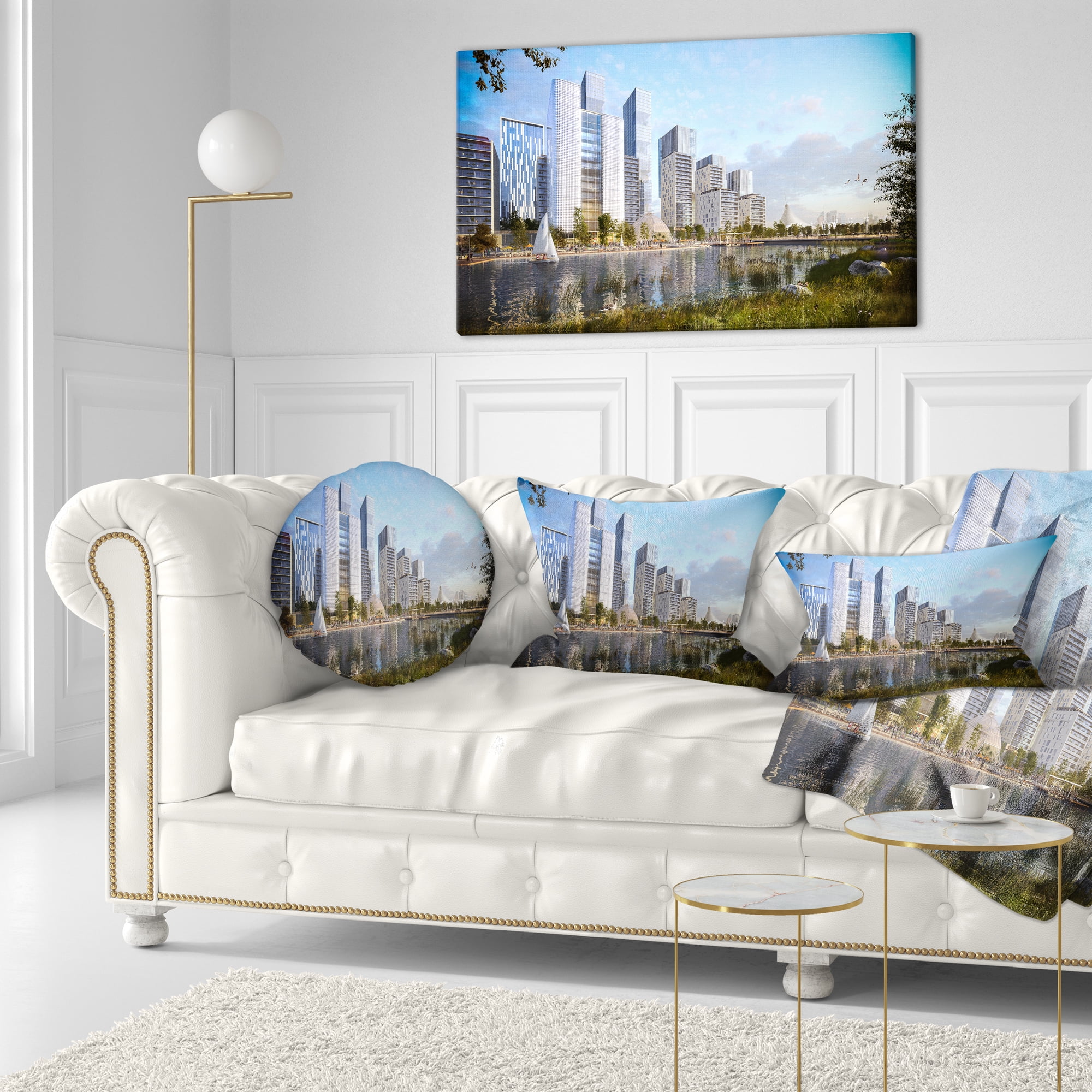Designart Residential Complex - Cityscape Photography Throw Pillow - 12x20
