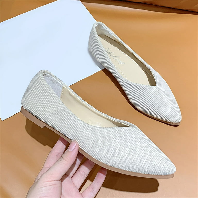 TOWED22 Flat Sandals For Women,Comfortable Round Toe Flats Shoes Women,  Slip On Ballet Flats for Women, Casual Women's Flats for Walking,Beige 