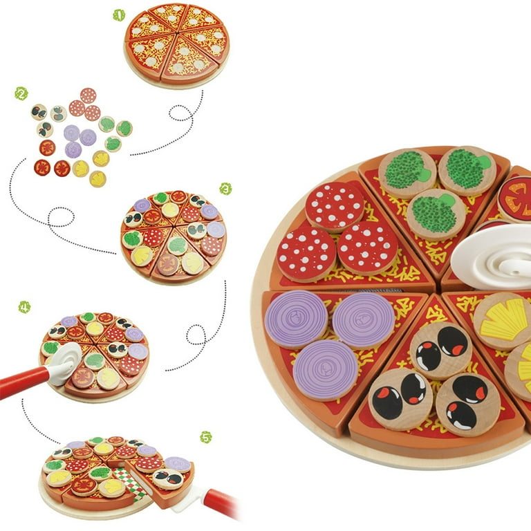 Wooden Pizza Toy Pizza Play Food Set Kids Pizza Set - AliExpress