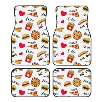 Leopard Sunflower Car Floor Mats 4-Piece Set - Blue Butterfly Print, Non-Slip, Fits Most Cars, SUVs, Trucks (Front & Rear)