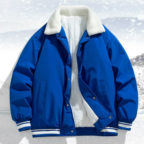 ATENAR Men's Winter Coat,Winter Jackets for Men,Windproof,Insulated,Cold Weather,Solid,Cotton,Blue,3XL(US:14)