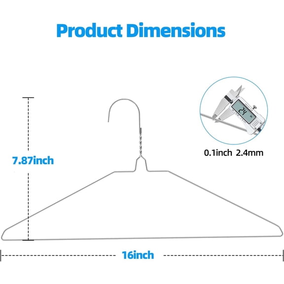 Metal Wire Hangers 200 Pack, Ultra Thin Space Saving Clothes Hanger, Standard Size for Coats, Shirts, Suits, Pants, Skirts, 16 inch