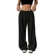 thumbnail image 3 of Pantalones Deportivos Rectos de Pierna con Cintura con Cordón para Mujer, Pantalones Casuales Holgados y Largos de Verano. Negro S, 3 of 9