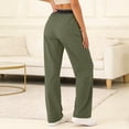 thumbnail image 4 of WERYOUNG Women's Casual Pants Solid Color Elastic Waist Athletic Trousers Outing Wear Loose Fit Straight Leg Pant With Pockets Outdoor Sport Stylish Comfortable Slacks, 4 of 6