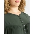 thumbnail image 2 of Terra & Sky Women's Plus Long Sleeve Peasant Blouse, Size 0X - 5X, 2 of 5