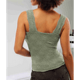 thumbnail image 5 of Women'S Square Neck Wide Strap Crop Tank Tops Flower Going Out Tops Slim Fit Lettuce Trim Crop Tops Green M, 5 of 6