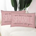 thumbnail image 3 of Set of 2 Throw Pillow Cover Cute Burlap Pink Sparkle Monogram Decorative Pillow Case Home Decor Lumbar Pillow 12 x 20 Inch Pillowcase, 3 of 6