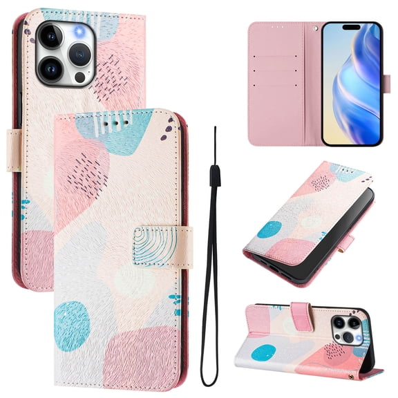 Compatible for iPhone 14 Pro Max Wallet Case, Painting Pattern Premium PU Leather [Credit Card Holder] [Wrist Strap] Flip Stand Feature Purse Case Full Body Protective Pattern Phone Cover, Graffiti