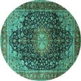 thumbnail image 1 of Ahgly Company Machine Washable Indoor Round Medallion Turquoise Blue Traditional Area Rugs, 8' Round, 1 of 4