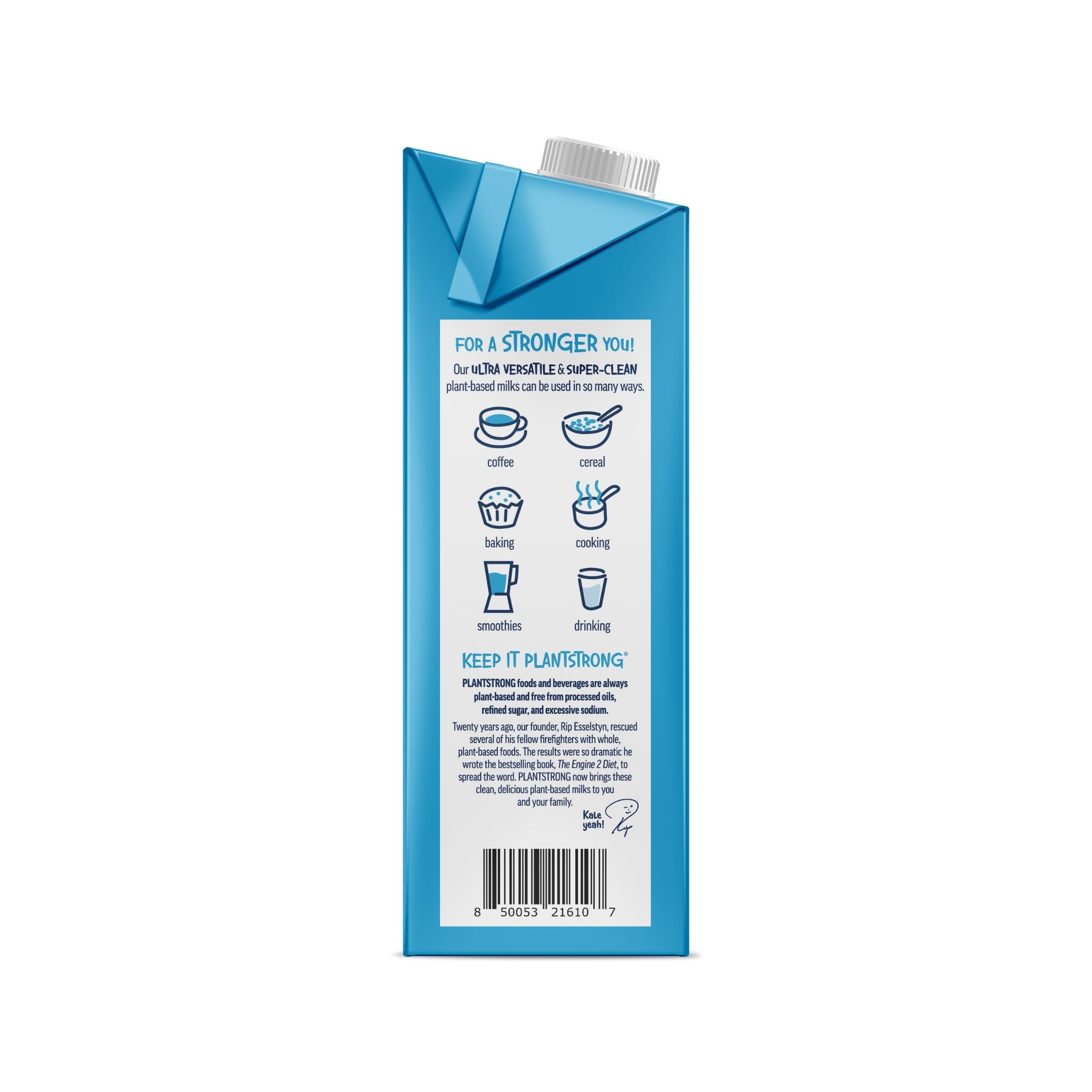 (6 pack) PLANTSTRONG Unsweetened Almond Milk - Whole Fortified Plant Milk - Shelf Stable
