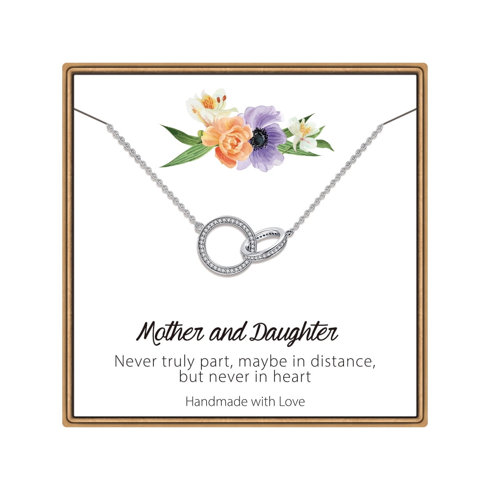 Unique Personalized Message Mom Birthday Gift Womens Mothers Day Jewelry Pendant Gifts Berkley Rose Mother Daughter Necklace Sterling Silver Two Interlocking Infinity Double Circles