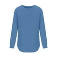 thumbnail image 4 of Besolor Women's Fall Tunic Tops Casual Crewneck Long Sleeve Basic T-Shirt Loose Solid Color Adies Going out Blouse, 4 of 6