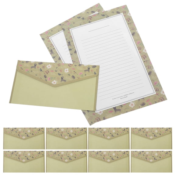 PENIKOKO Vintage Floral Stationery Paper Set Olive Green for Bridal Showers and Special Occasions, Elegant Writing Paper Set