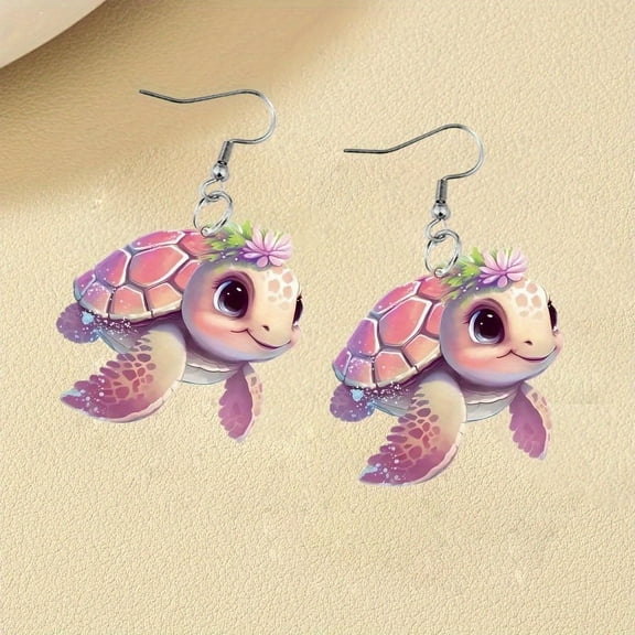 Adorable Turtle-Themed Creative Fashion Animal Pendant Earrings Suitable for Birthday Parties, Graduations, Christmas Gifts, And Versatile Jewelry Accessories.,Color