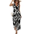 thumbnail image 2 of Cow Print&nbsp;black White Dress Summer Street Style Bohemia Long Dresses Female Sleeveless Printed Maxi Dress, 2 of 9