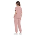 thumbnail image 3 of Resivox Scrubs for Women Plus Size Medical Scrubs Stretchy V-Neck Scrub Tops and Pants Nursing Scrubs Scrub Joggers Scrubs for Tall Women Pink XL, 3 of 6
