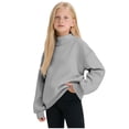 thumbnail image 2 of larppty Mock Neck Sweatshirt for Girls Oversized Turtleneck Sweater Long Sleeve Cute Fleece Pullover Tops Fall Trendy Hoodies Clothes (9-10 Years,Grey), 2 of 4