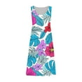 thumbnail image 5 of Dvprdro Womens Sundress Summer Fashion Floral Printed Crew Neck Sleeveless Pleated Flowy Boho A Line Tank Casual Loose Beach Mini Dress, 5 of 5