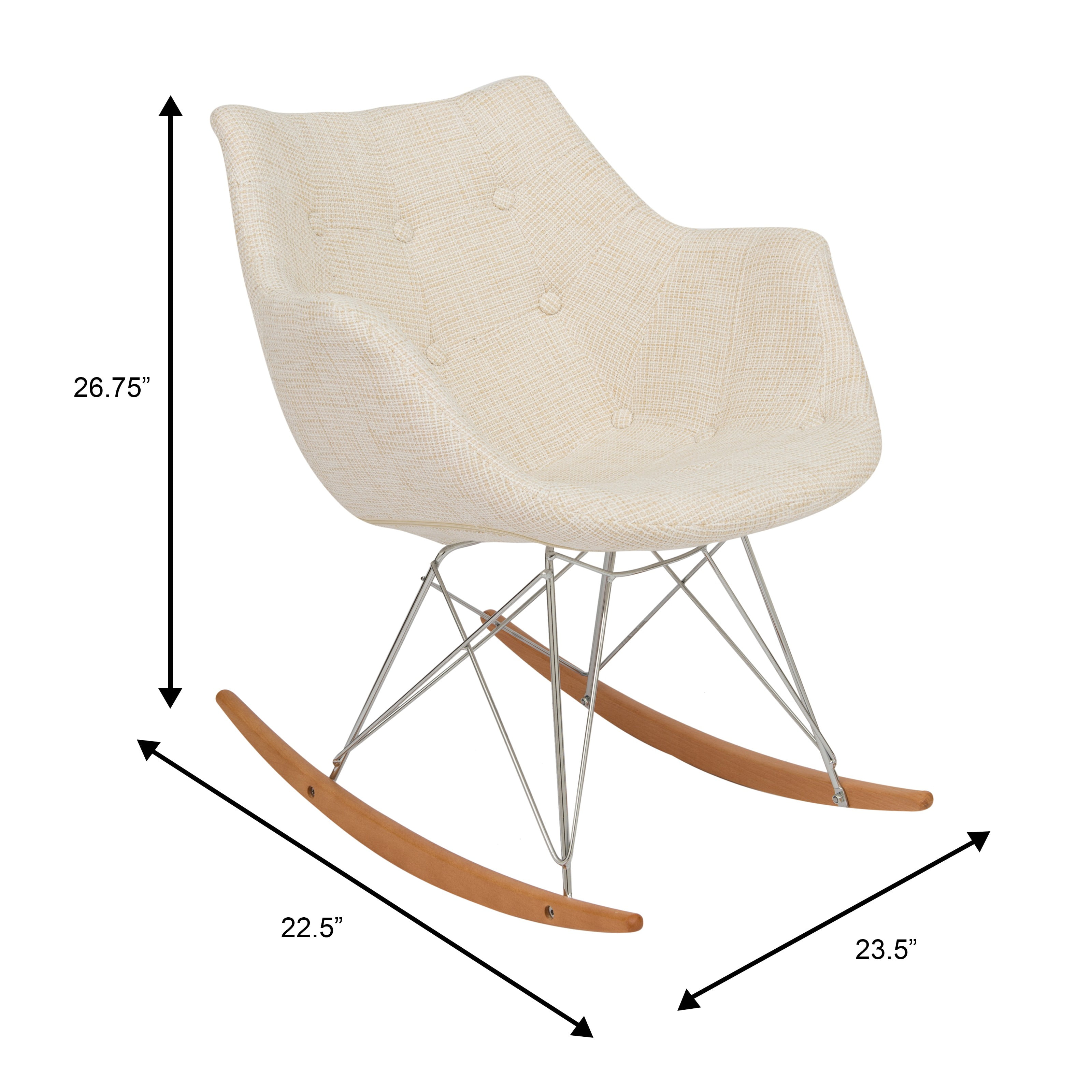 Modern Upholstered Rocking Chair – Small Accent Chair for Nursery, Kids, or Living Room | Nursing Chair with Curved Back & Wood Rocker Legs, Beige