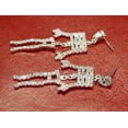 thumbnail image 5 of Rhinestone Bling-bling Halloween Skeleton Post Earrings, Crystal Silver Skeleton Earrings, 5 of 8