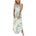 thumbnail image 1 of Lenago Robes d'Été Grande Taille pour Femmes Imprimé Sans Manches Croisé devant Longue Robe d'Été Plage en Solde, 1 of 4
