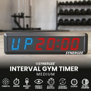 Synergee 16.5” Workout Interval Timer. Programmable Wall Mounted Interval Timer. Gym Timer with Wireless Remote. Tabata EMOTM Stopwatch Count Up/Down MMA Clock.