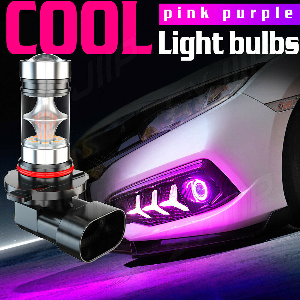 2Pcs H7 LED 14000K Purple Headlight Bulbs Kit 100W Fog Driving Light Bulbs