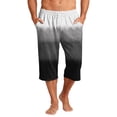 thumbnail image 2 of JoveMarine Men's Gradient Print Hawaiian Shorts with Drawstring, 7/8 Length Casual Beach Shorts for Summer Parties, Vacation and Daily Black L, 2 of 9