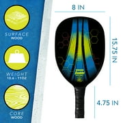 Franklin Sports Wooden Pickleball Paddle - Demolisher - Black, Blue, Yellow - 11oz