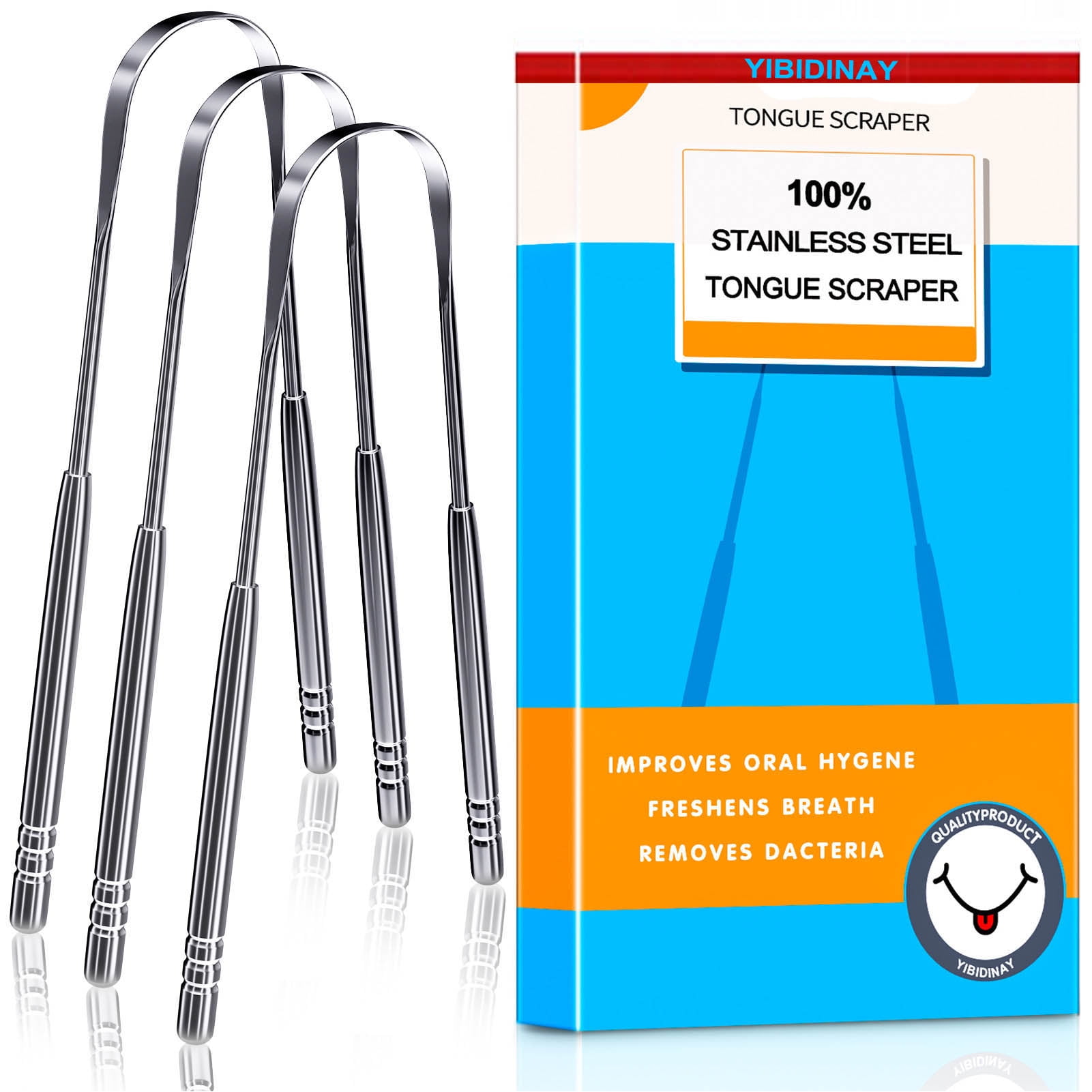 Tongue Scraper, 3 Pack 100 (Medical Grade) Professional Stainless