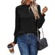 thumbnail image 2 of Camiseta de Larga con Cuello Alto y Ojales para Mujer, Elegante, Informal, , de Negocios, Elástica, con Aberturas Negro L, 2 of 9
