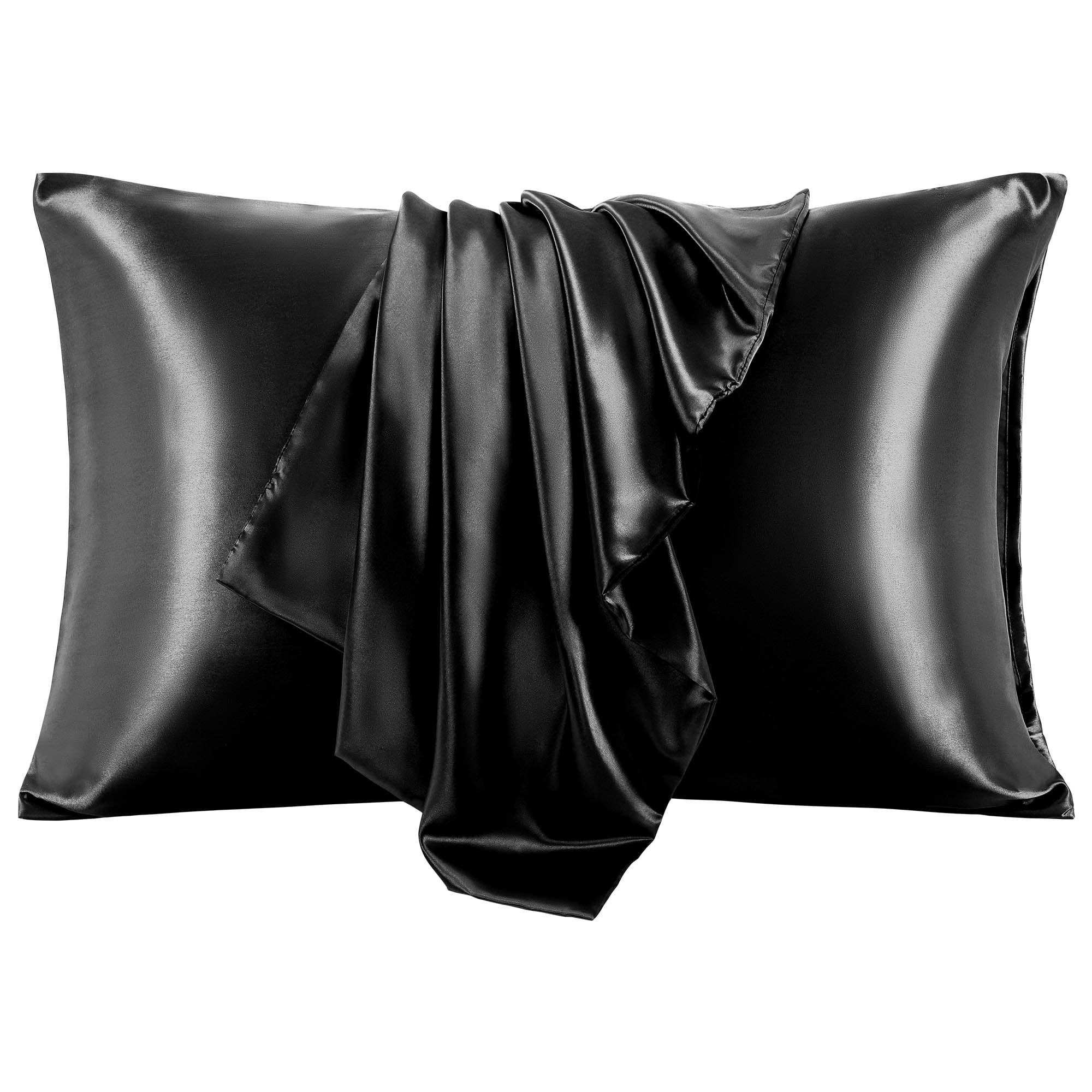 PiccoCasa 2Pcs Satin Pillowcase King Pillow Cover with Envelope Closure