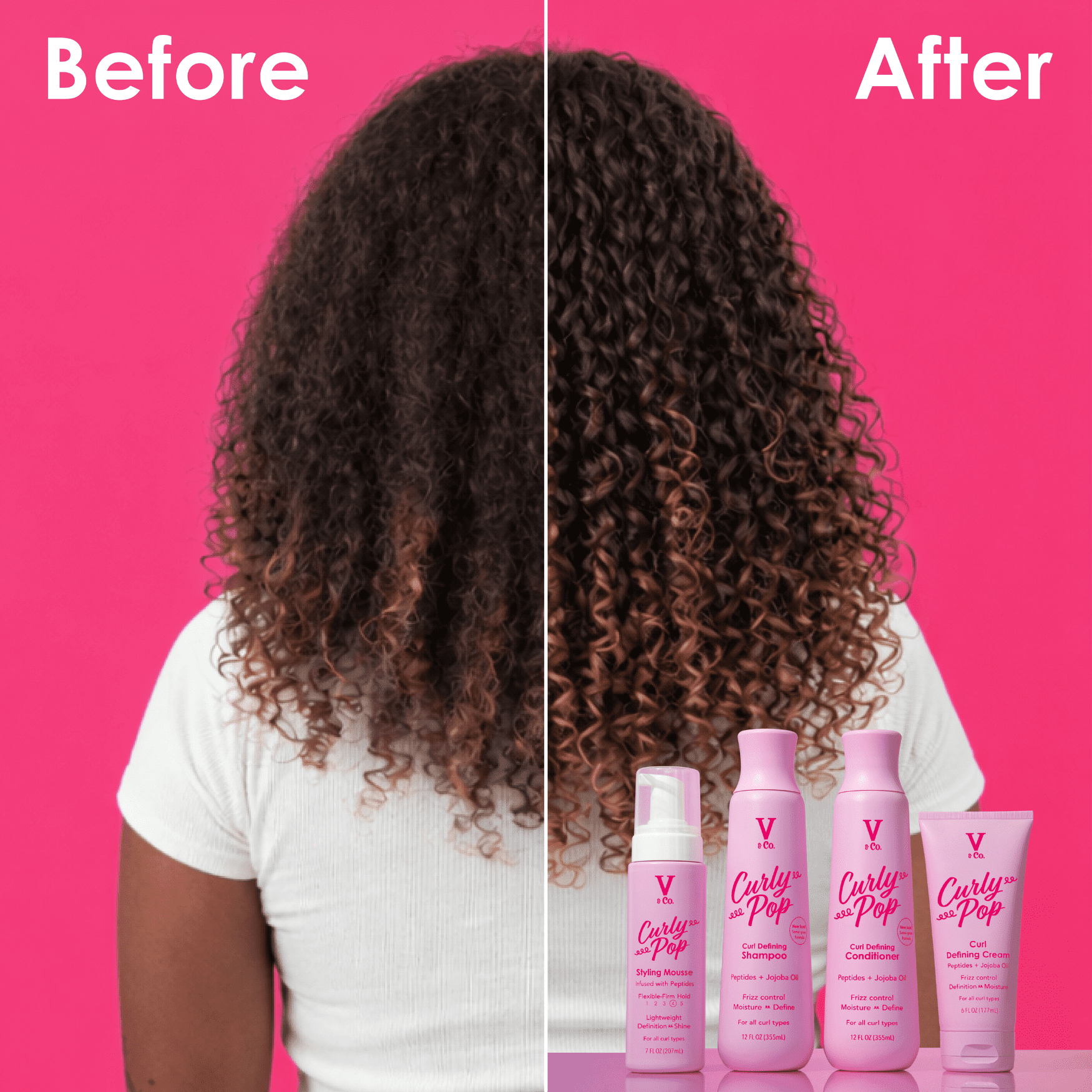V&Co. Beauty Curly Pop Curl Defining  Shampoo with Peptide Technology, 12 fl oz