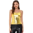 thumbnail image 1 of Camiseta holográfica Allegra K Sin mangas Brillante Oro S, 1 of 5