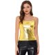 thumbnail image 1 of Camiseta holográfica Allegra K Sin mangas Brillante Oro S, 1 of 5