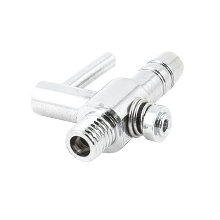 - 5mm Male Thread Dia Silver Tone Metal Tube Connector Aquarium Air Valve
