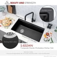 thumbnail image 6 of Stylish Dual Mount 32" Black Composite Granite Single Bowl Kitchen Sink with 4 accs S-832WN, 6 of 15