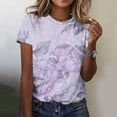 thumbnail image 2 of Sexlip Womens Swimsuit Set Faded Abstract Print Cover Up Design Crew Neck Short Sleeve Casual Silhouette Sun Protection Fabric for Beach Wear Purple XXXXXL, 2 of 6