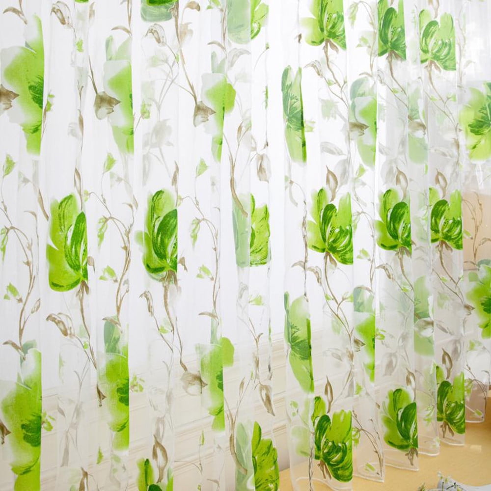 Cheap Luxury Voile Net Curtains Slot Top Plain Floral For Door