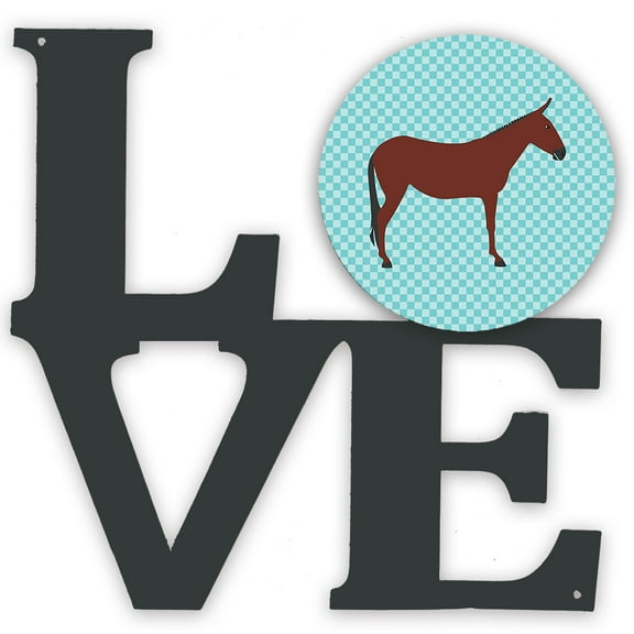 Hinny Horse Donkey Blue Check Metal Wall Artwork LOVE