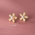 thumbnail image 2 of K-KED Solid 925 Sterling Silver Pearl Flower Stud Earrings 14mm Diameter Gift-Gold, 2 of 6
