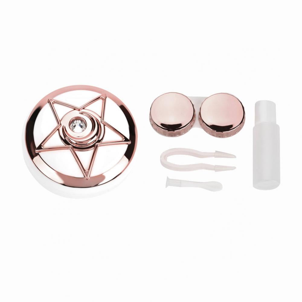YLSHRF 3 Colors Portable Contact Lens Box with Mirror Pentagram Shape