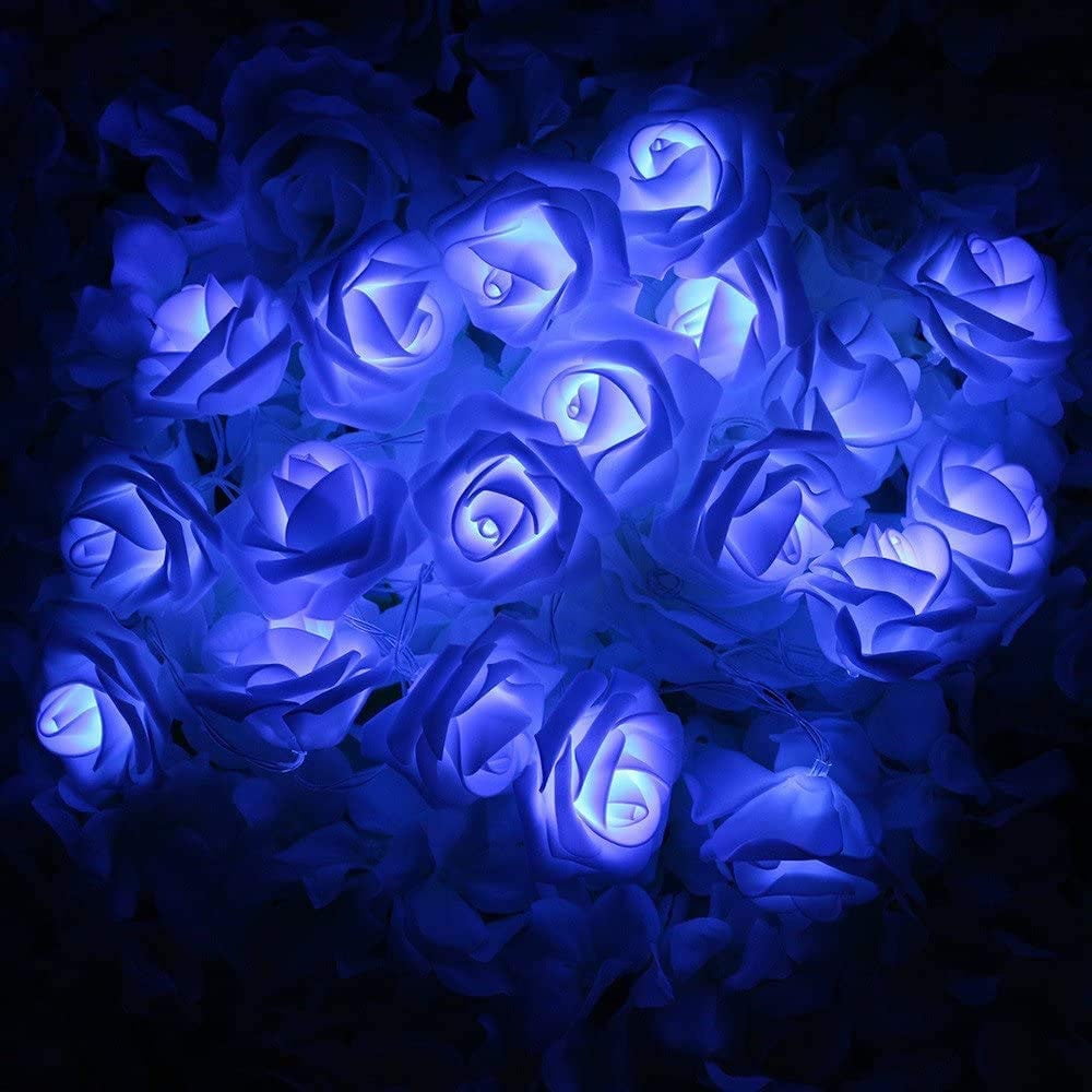 LHomeove Indoor Outdoor Artificial Flowers Lights Battery Operated LED Rose Flower Lamp Fairy