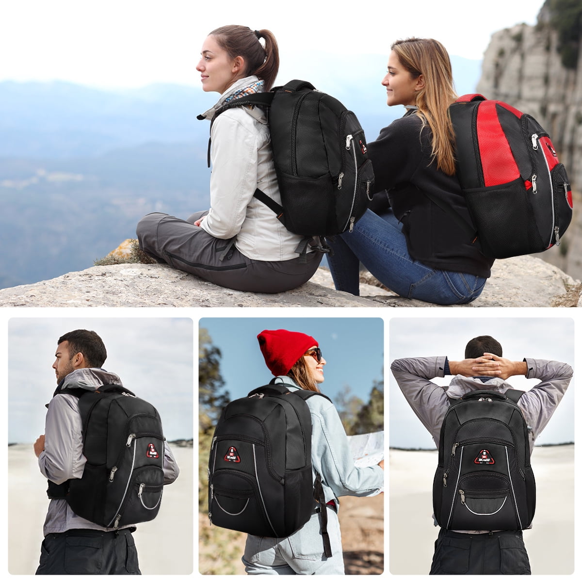Extra Large Travel Backpack with Laptop Pocket,35L Lightweight Travel Work College School Bag for Men and Women,Black,06512