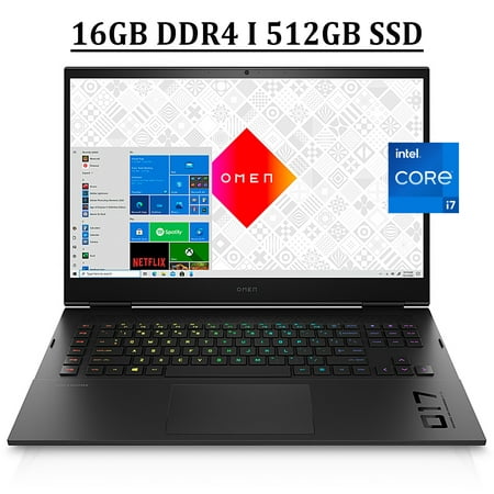 HP Omen 17 Gaming Laptop 17.3" FHD IPS 144Hz 7 ms Response 100% sRGB Display 11th Gen Intel Octa-Core i7-11800H 16GB DDR4 512GB SSD NVIDIA GeForce RTX 3060 6GB RGB Backlit Keyboard B&O HDMI Black