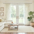 thumbnail image 5 of NewBuros Adjustable Wood Curtain Rod, 32 to 144 Inch, 1" Diameter Heavy-Duty Indoor Curtain Rod, Sturdy Rust-Proof with Wood Grain Leaf Pattern, White, 5 of 8