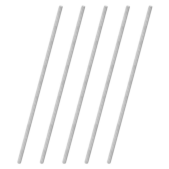 Uxcell Lot de 5 Tige Entièrement Filetée, M8x400mm Acier Inoxydable 304 Goujons de Barre de Filetage Droit