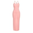 thumbnail image 3 of USSUMA Skirts for Women Trendy Summer Dresses Sleeveless Crew Neck Casual Solid Color Camisole Tie Maxi Dress Leisure Skirts Comfortable Dress Gym 50% off Clear Pink Dress Size-L, 3 of 6