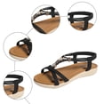 thumbnail image 5 of Rokment Boho Beach Memory Foam Wedges Dress Sandals for Women Comfortable Fashion Casual Leather Platform Low Heels Slingback Walking Summer Vacation Shoes Black Size 9, 5 of 8